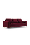 Mazzini Sofas Canapea extensibila Mimosa 3 locuri cu lada de depozitare 220x100x92 cm catifea rosu - Redecor.ro