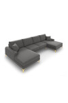 Mazzini Sofas Coltar panoramic Madara 6 locuri gold legs 334x182x90 cm material structurat gri inchis - Redecor.ro