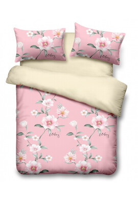 Vanora Lenjerie de pat dubla Joy 4 piese 220 x 240 cm 100% microfibra roz/bej - Redecor.ro