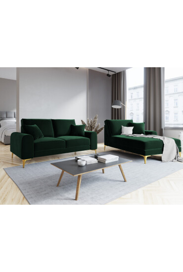 Mazzini Sofas Canapea Madara 2 locuri gold legs 172x102x90 cm catifea verde bottle - Redecor.ro