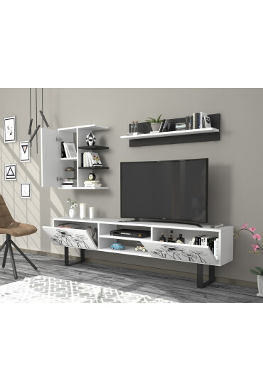 Raffline Mobilier living 3 corpuri 180x29.5x110.5 cm PAL alb - Redecor.ro