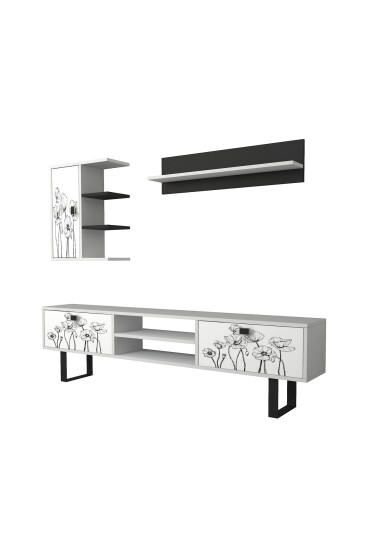 Raffline Mobilier living 3 corpuri 180x29.5x110.5 cm PAL alb - Redecor.ro