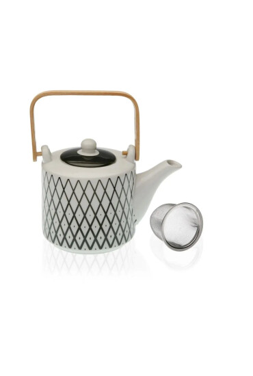 Versa Ceainic cu infuzor Diamond portelan gri/alb 600 ml - Redecor.ro